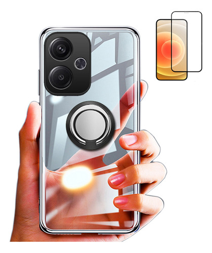 Capa Para Redmi 13x Transparente Anel+mica
