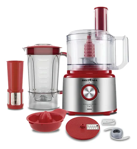 Multiprocessador Britânia Bmp2700v Inox 5 Em 1 Vermelho 127v