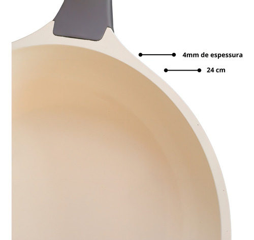 Frigideira Antiaderente C/ Indução Inox 1,8l 24cm Mimo Style La Cuisson Cor Cinza-escuro