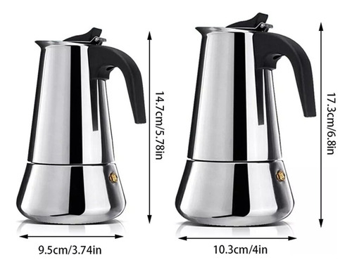 4/6 Tazas De Moka Espresso Italiano Top De Acero Inoxidable