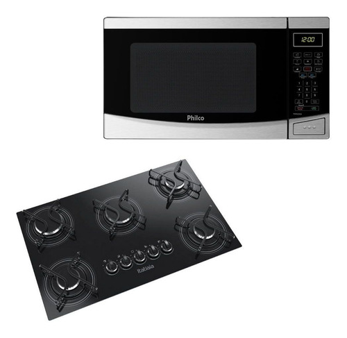 Microondas Philco 26l 220v + Cooktop Itatiaia 5 Bocas Bivolt