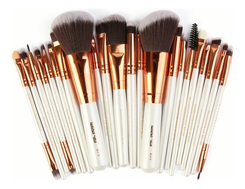 Brochas De Maquillaje Professional,22 Piezas Set De Brochas Color Oro Blanco