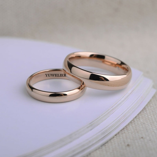 Imagen 2 de 6 de Par Anillos De Tungsteno Rose Gold Pareja Matrimonio
