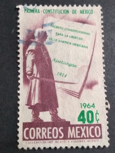Timbre Postal Primera Constitución De México 1864-1964