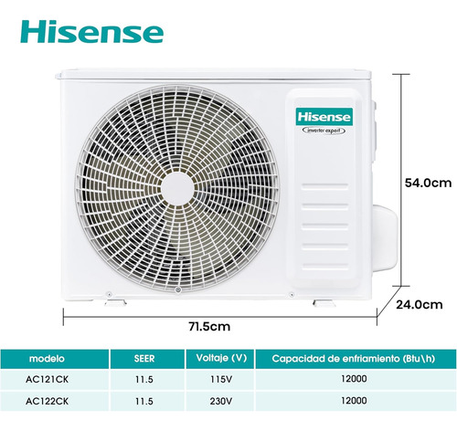 Minisplit Hisense 1 Ton 12000btus 110v Solo Frío Blanco Blanco