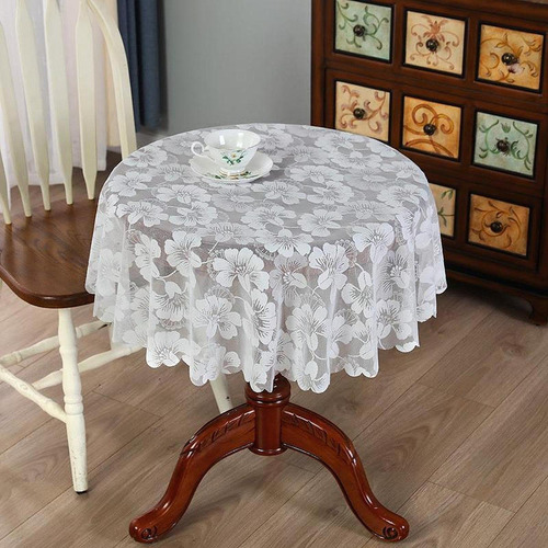 Mantel Redondo De Encaje Protector De Mesa, Mantel
