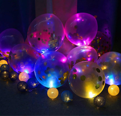 24 Foquitos Led Decoración Fiestas Linternas Y Globos Morado