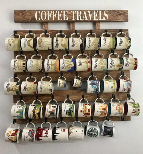 Rustic Wood Coffee Cup Rack 40 Or 48 Mug Hooks You Are