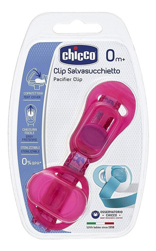 Imagen 3 de 3 de Chicco Clip Con Portachupón, Color Rosa