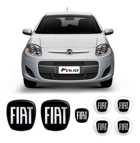 Imagem 1 de 9 de 7 Adesivos Emblema Fiat Preto Novo Palio