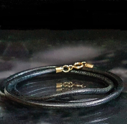 Imagem 5 de 7 de Pedras - Pulseira (3v), Unissex, Couro 3mm, Ouro, Cód380p389