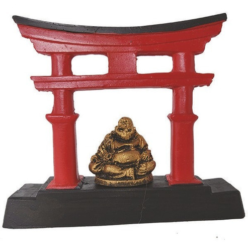 Portal Japonês Com Buda 05030 Em Resina 10x11,5cm