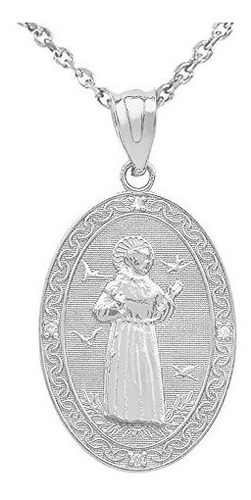 Plata De Ley Medalla De San Francisco De Asis Cz Ovalada Enc
