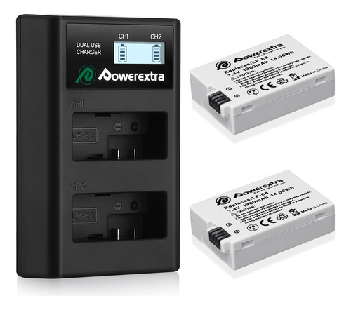 Powerextra Lp-e8 - Paquete De 2 Baterías Compatibles Con C.