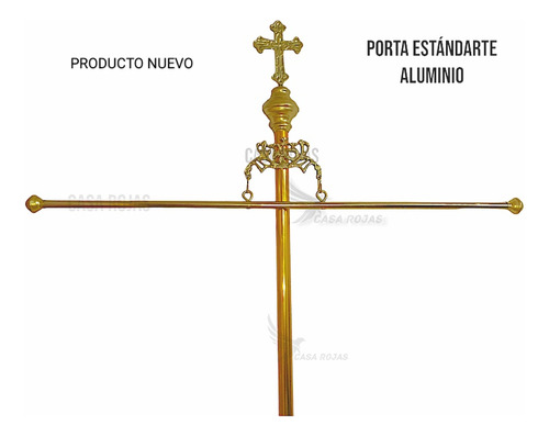 Porta Estándarte Religiosos De Aluminio Dorado 