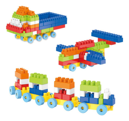 Mesa infantil educativa con bloques de montaje Mega Shopping color azul