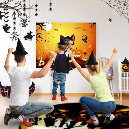 Morcheiong Juego De Halloween Pin The Tail On The Cat Game C