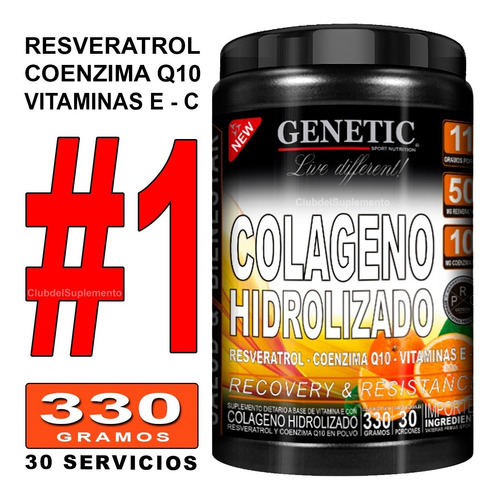 Colageno Hidrolizad Resveratrol Coenzima Q10 Vit C E Genetic