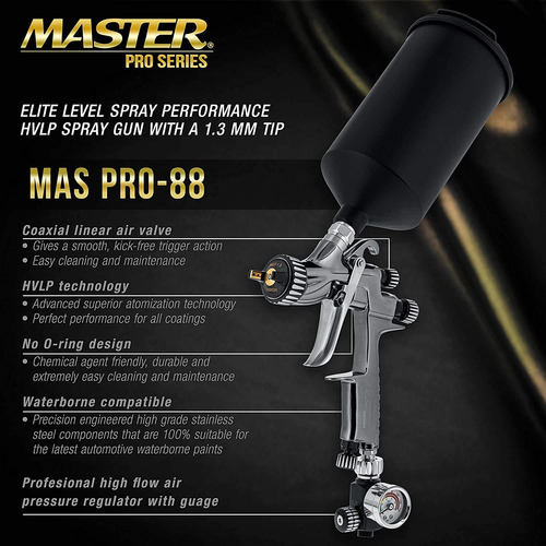 Master Pro 88 Series Elite Performance Hvlp Spray Gun With 1