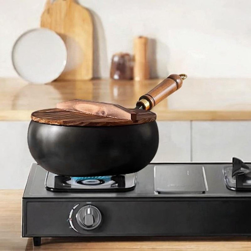 A 9.45 '' Wok De Fondo Plano De Hierro Wok Con Manija De
