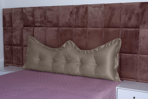 Almofada Encosto Coroa Queen 160 Cm Marrom Lisa