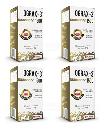 Combo 4 Unidades Ograx-3 1500mg 30 Capsulas Avert