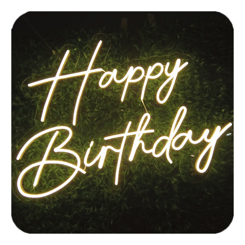 Placa De Led Neon Happy Birthday Feliz Aniversário Rgb Cores