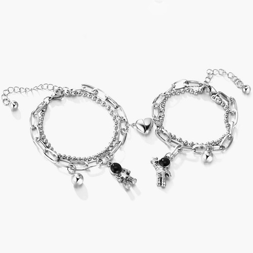 Set 2 Collares Pareja Astronautas San Valentín Imán Pareja
