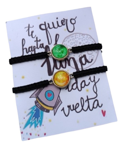 Pulseras Parejas Amistad Luna Brillan En La Oscuridad
