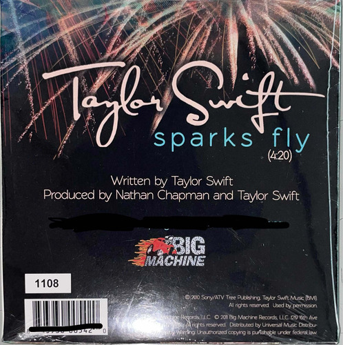 Taylor Swift Sparks Fly Cd Single Msi