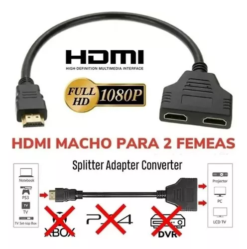 Divisor y duplicador HDMI macho a 2 HDMI hembra