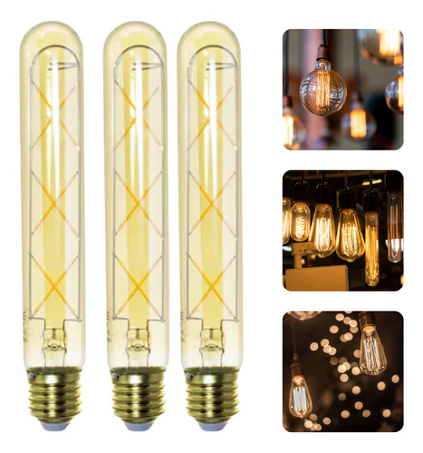 Kit 3 Lâmpada T30 Thomas Edison Led Vintage Retrô - E27 6w
