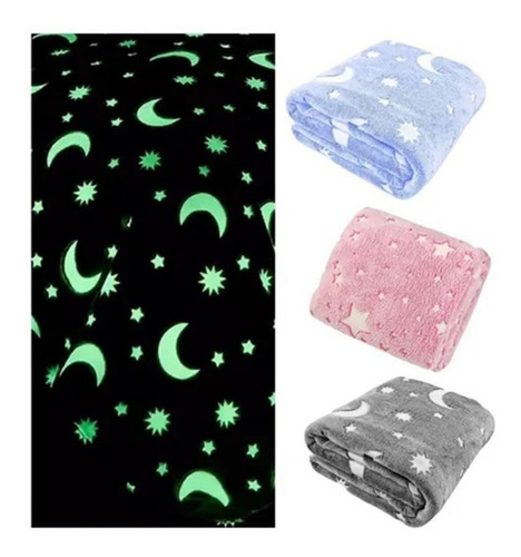Imagen 2 de 9 de Manta Luminosa Frazada Luminosa Cobija Niños Planetas