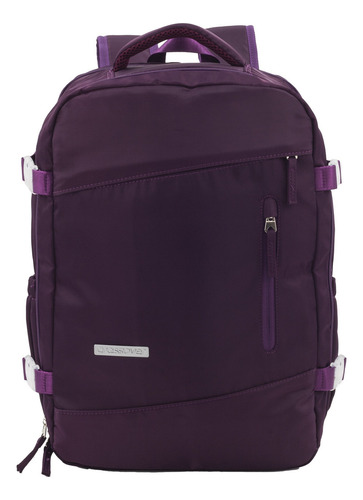 Mochila De Viaje Crossover Amelia Notebook 17 Pulgadas Color Violeta Diseño De La Tela Liso