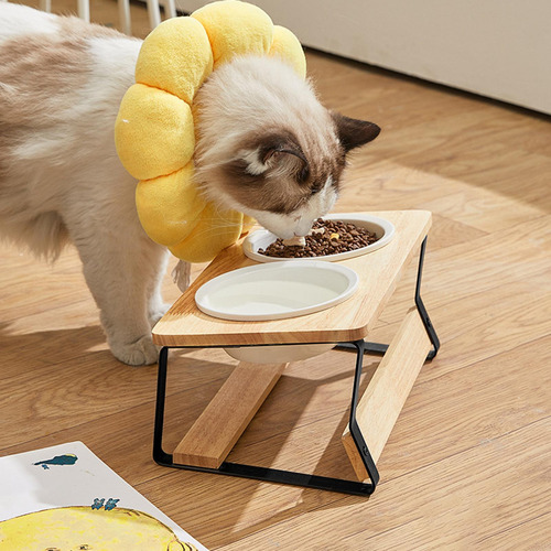 Cuencos S Para Gatos, Perros, Soporte De BambĂș De Pescado