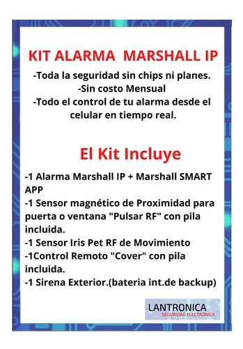Imagen 2 de 10 de Kit Alarma Inalámbrica Wifi Marshall Ip App Domiciliaria