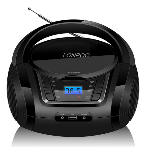 Lonpoo Reproductor De Cd Portátil Con Radio Fm/usb/bluetoo.