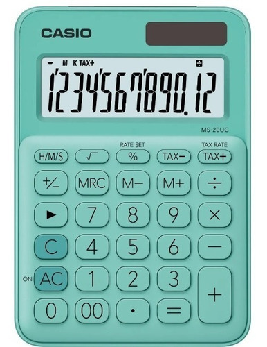 Calculadora Casio Ms-20uc-gn 12 Digitos Verde