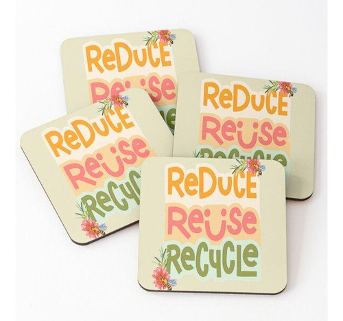 Set Posavasos Reducir Reutilizar Reciclar Diseño Abstracto D