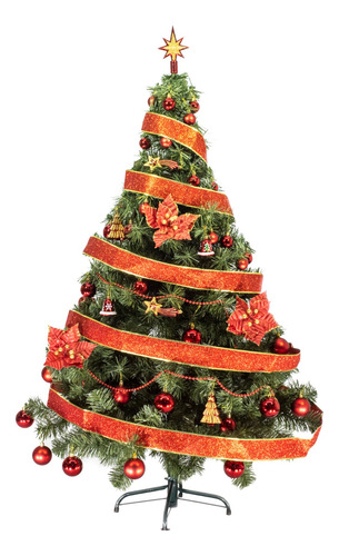 Arbol Navidad Tronador De Lujo 1,50mts + Kit 40 Rojo Deco