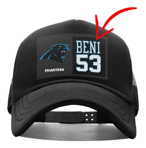 Gorra Personalizada Carolina Panthers Con Tu Nombre Black