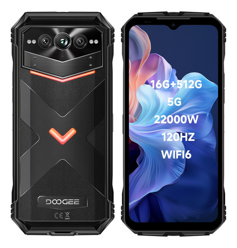 Doogee V Max Plus 16gb 512gb Negro Dual Sim 5g Smartphone Robusto 22000mah 200mp Camera 120hz Dimensity 7050 Android 14