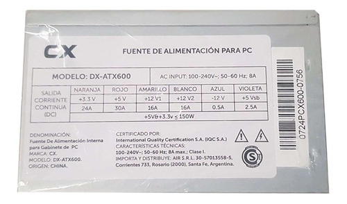 Imagen 7 de 8 de Fuente Pc Itx Para Gabinete Slim Mini 600w Cx Dx-atx Oferta