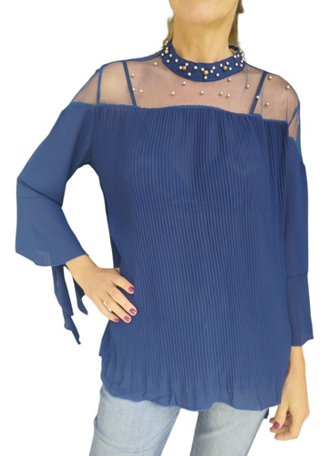 Blusa Fiesta Noche Mujer Plisada