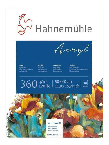 Bloco Hahnemühle Acryl 360g 30x40cm 10 Folhas