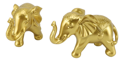 Estatuas De Elefante Dorado Hechas A Mano, Figuras De Resina