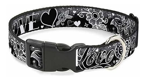 Cat Collar Breakaway Love Love Black White 8 To 12 Inches 0.