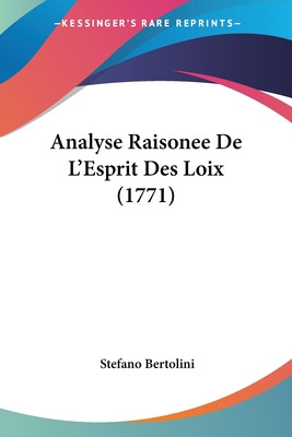 Libro Analyse Raisonee De L'esprit Des Loix (1771) - Bert...