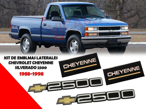 Kit De Emblemas Laterales Chevrolet Cheyenne 2500 1988-1998