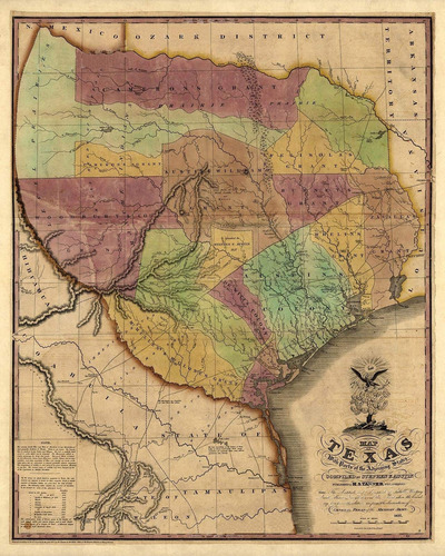 Iman Historico 1837 Mapa Republica Texa Land Grants Stephen